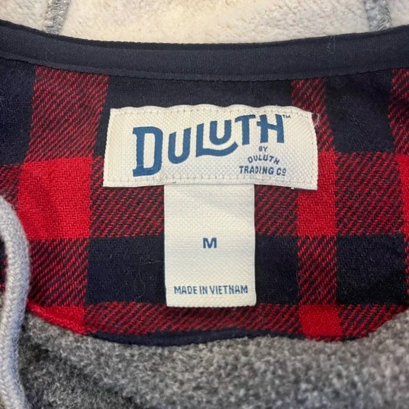 Duluth Trading Co Men Fire Hose Flannel Lined Hooded Limber Jac Red Blue Plaid M - Picture 5 of 9